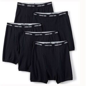 Lands’ End Boxer briefs Mens 4XL 4x 4XLT black Cotton Knit 5 Pack NWT $74.95 new